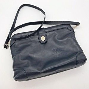 FS Originals Monogram OD Shoulder Bag Navy Blue Leather Purse 4 Zip Pocket Korea